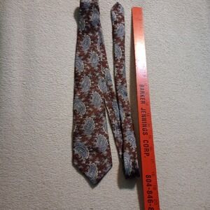 Westchester Classics Mens Silk Paisley Tie Brown Blue Italian Fabric Made in USA